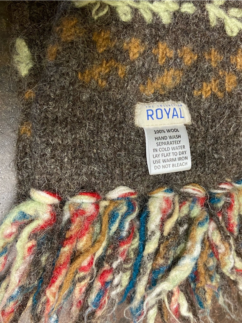 Royal Collection 100% Wool Scarf - Handcrafted in Nepal Fair Isle Pattern Winter - Picture 6 of 10